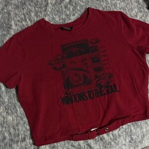 Empyre Burgundy Graphic Crop Top